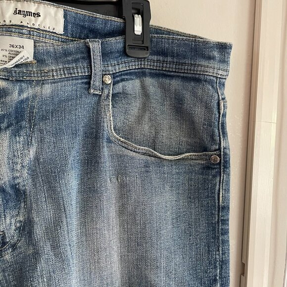 Jaymes Los Angeles Men's Luxury Cotton Denim Blue Jeans Size: 36x34 - Picture 3 of 9